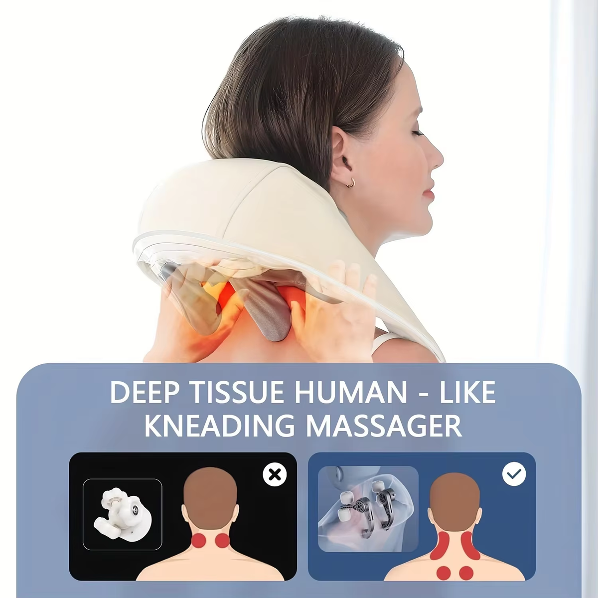 20W Wireless Massager Relief Massage Trapezius Muscle Relaxation Deep Shiatsu Simulated Human Hand Kneading Neck Electric